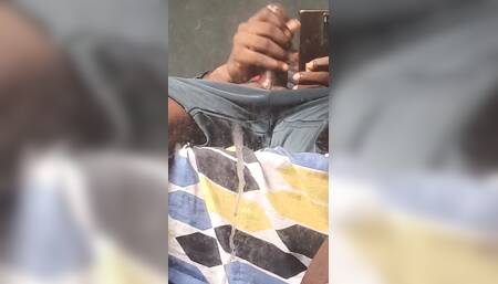 Couldn't Help but Jerk off My Huge Oily Cock in Front of the Mirror