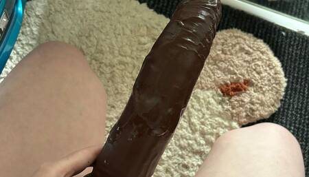 Trying to Take 10 Inch Doc Johnson Dildo