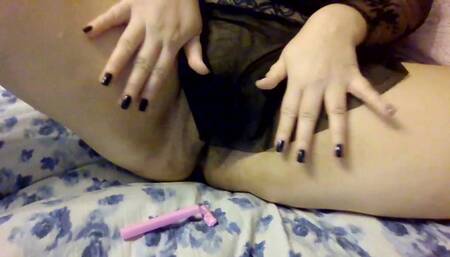 Up Close Asian Girl Pussy Shaving with Razor