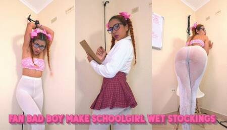 Bad boy make schoolgirl wet white pantyhose