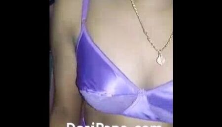 Indian Housewife Nude In Blue Petticoat & Blouse