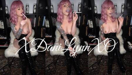 Smoking VS120s Naked in Thigh High Boots