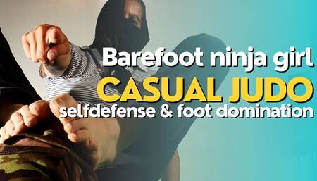 Barefoot ninja girl casual judo selfdefense and foot domination worship