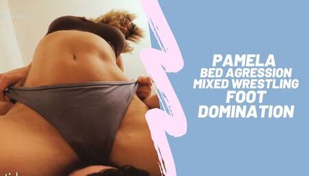 Pamela bed aggression mixed wrestling foot domination