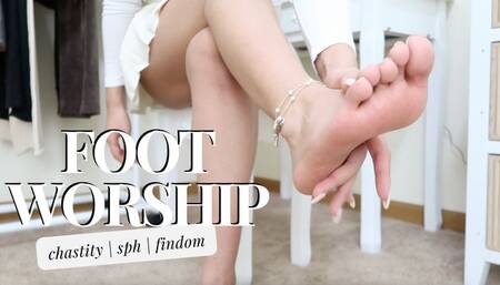 Foot Worship | Chastity | SPH | Findom | Lace White Knee High Socks