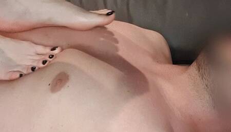 Barefoot trample on the throat