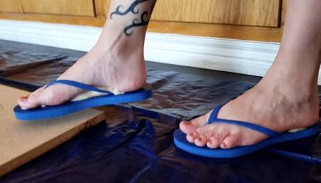 Karina Mega Stuck in Sticky Blue Flip Flops