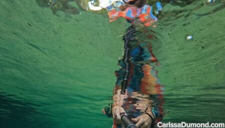 Multicolor dress underwater in the spring current