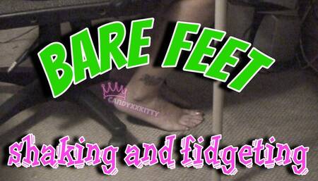 Watch my nervous feet while I'm working! My feet shake, my toes wiggle, and my legs move all around with nervous energy under my work desk, bare feet, toes, ankle, legs, wiggle, shake, nervous, anxety, anxious, fidget, moving, active, candyxxkitty, mp4