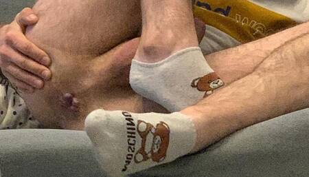 Playing with a Dildo in Socks