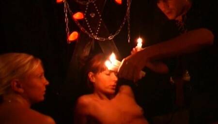 Threesome Wax Play Action with a Horny Chick