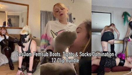 LesDom Femsub Boots, Tights & Socks Domination 12 Clip Bundle