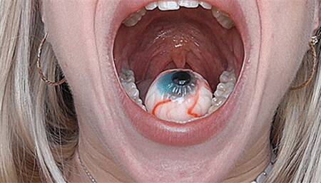 My teeth and mouth are eating the chewy eye! MP4