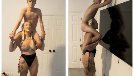 First Time Ever Topless Gigi Pasty Lifts And Carries Tiny Frank