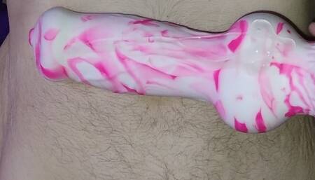 Popping the giant knot into my ass 13 inches deep dog dick belly bulge stomach bulge