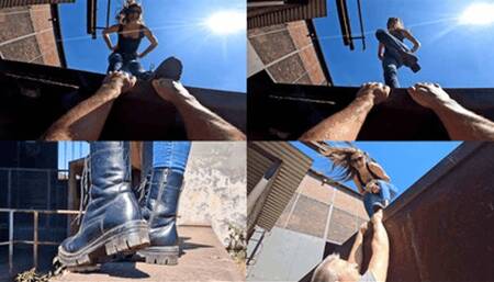 Slave's fingers trampled on the edge