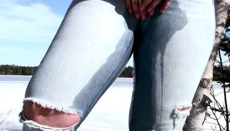 Jeans Wetting Outside