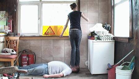 Stepping Full Weight On His Face With Her Bare Feet