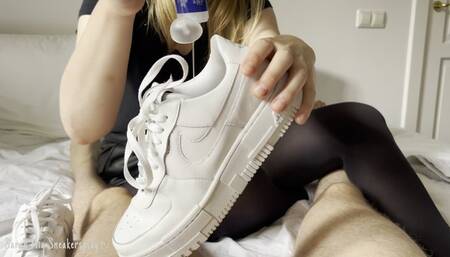 Filled my Nikes with lube - Cum inside them!