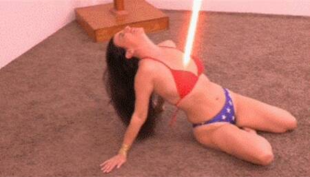 Wonder Woman Laser Trap - Kobe Lee Superheroine Weakened By Supervillain Lasers Belly Fetish Neck Fetish Cosplaying