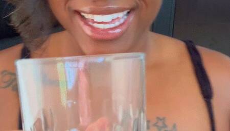 Filling my glass with saliva