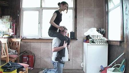 Shoulder Riding On His Knees