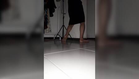 Asian CD Black Velvet Dress Masturbation