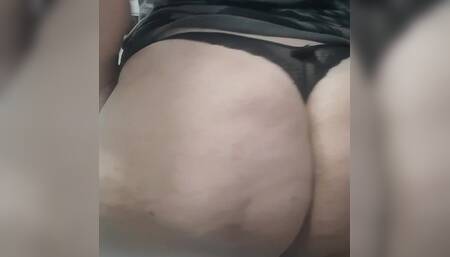 Showing Asshole with Black Panties