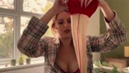 Lets Try On - What Katie Did Contrast Red Seamed 15D Stockings