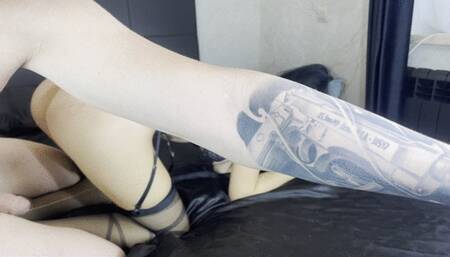 A little spanking and creampie for a teen in stockings and a bra!