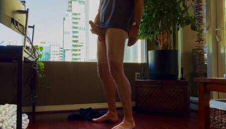 Showing and Stroking in Front of My Window