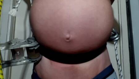 My play with my belly button and my big drum, squeezing and stretching