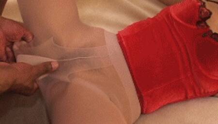 Ripped To Shreds - Part 2 of 2 - PANTYHOSE FETISH WITH VERY NASTY SNOWBALLING