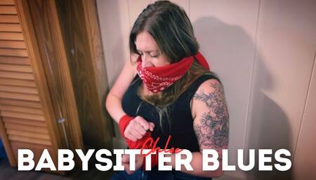 Chloe | Babysitter Blues [Babysitter Chloe wrists tied with red rope, mouth stuffed, large red bandanna OTM gag, struggling]