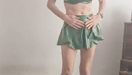 latex rubber tease and cum with sex toy