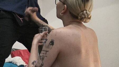 Wannabe Director tries to make a Porn Movie with an Incredibly Hot Blonde Girl who gives a Handjob