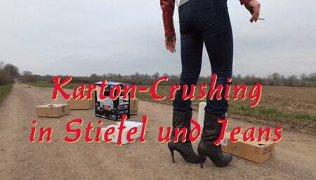 Crushing cartons in boots and jeans - Kartons zertreten in Stiefel und Jeans