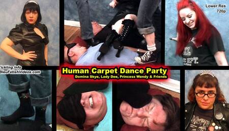 Human Carpet Dance Party! - Starring Domina Skye, Dolly D and friends! - 720p - Watch these ladies use these two patheitc men as their own personal dance floor!