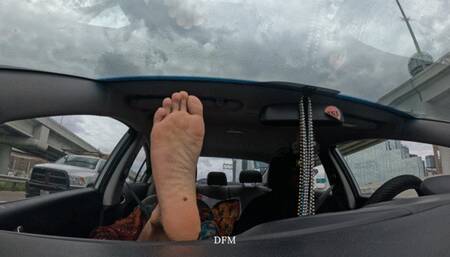 “DASHCAM ADVENTURES teasing my husband with my dirty wrinkled soles”