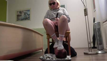 Footstool - sniffing smelly socks and feet