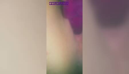 Real Amateur Housewife, Playing at Bathhouse with Pink Dildo in Her Pussy