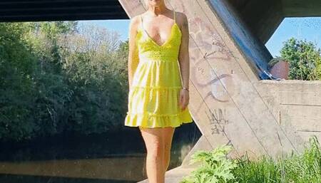 Pee outside in a summers day