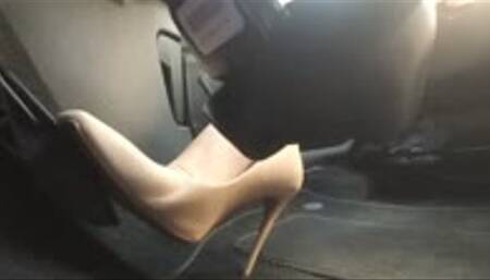 She Drives In Sexy Square Toe High Heels (Pedal Camera 1)