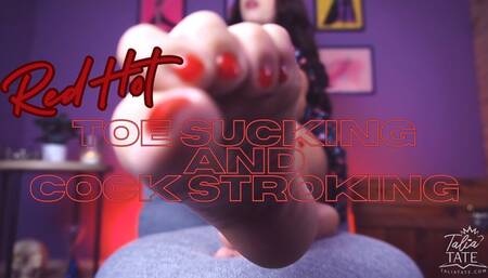Red Hot Toe Sucking and Cock Stroking Foot Fetish JOI