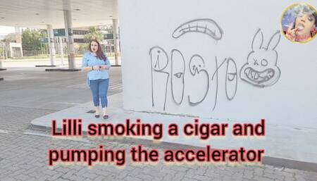Lilli smoking a cigar and pumping the accelerator - SFL169