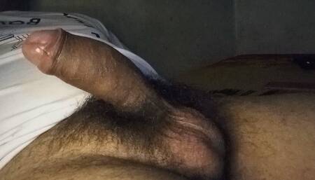 Chubby Guy with a Hairy Dick Squirting Cum