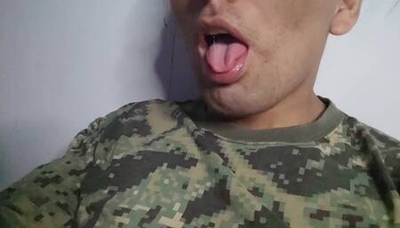 Soldier Is Left Alone and Masturbates and Cums a Huge Load While His Companions Went Out