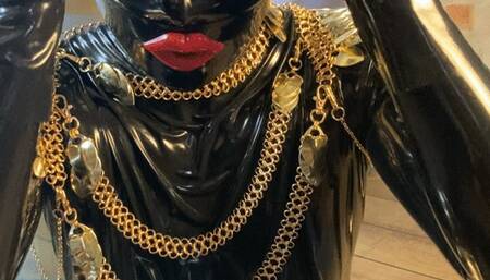 Golden Rubber Beauty puts on Gas Mask and enjoys herself