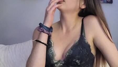 Sexy lingerie smoking