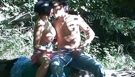 Curvy French Babe with Dark Hair Fucking Near the Lake